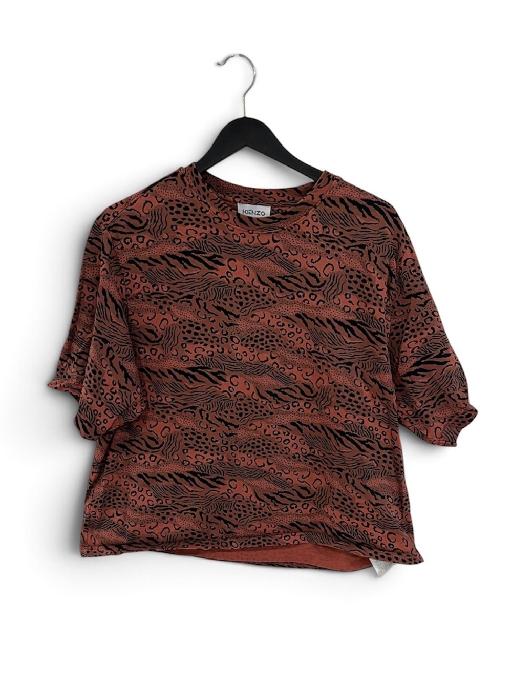 Kenzo Rust and Black Animal Pattern Short Sleeve Tee